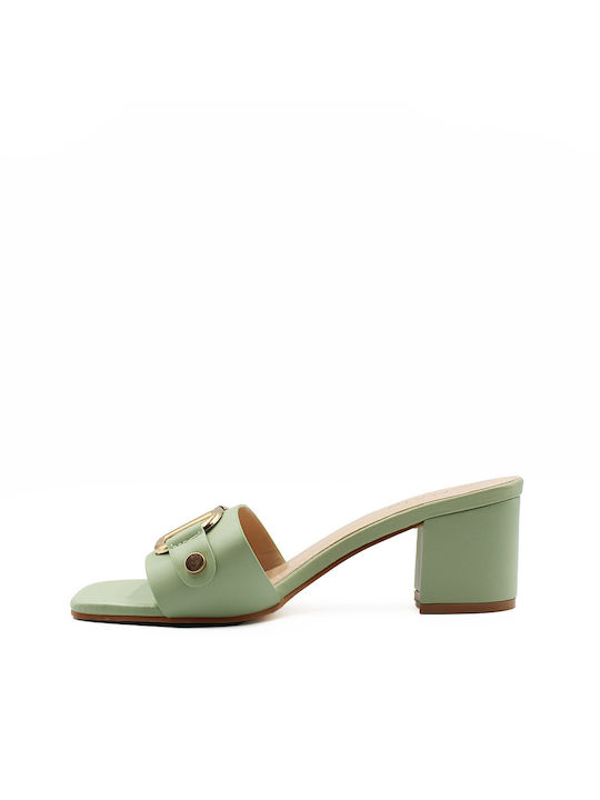 Noboo Chunky Heel Mules Green