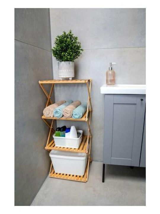 Alpina Wall Mounted Bathroom Shelf Wooden with 4 Shelves 40x33.5x93.5cm