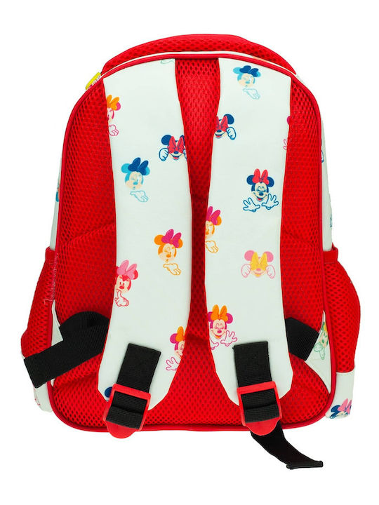 Gim Minnie Comfy Routine Σχολική Τσάντα Πλάτης Νηπιαγωγείου Κόκκινη με Θήκη για Παγούρι 12lt