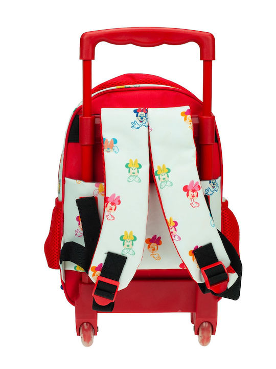 Gim Minnie Comfy Routine Ghiozdan Troler Grădiniță Roșu cu Husă pentru Sticlă de Apă 12l