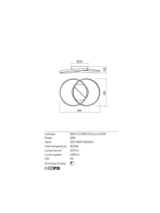 Redo Group Modern Metal Ceiling Light with Integrated LED White