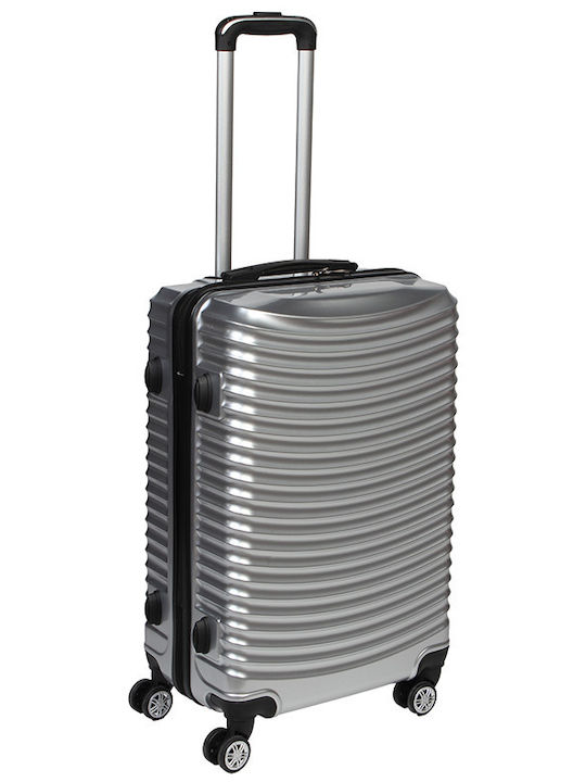 Keskor Medium Hard Silver Suitcase With 4 Wheels Height 66cm