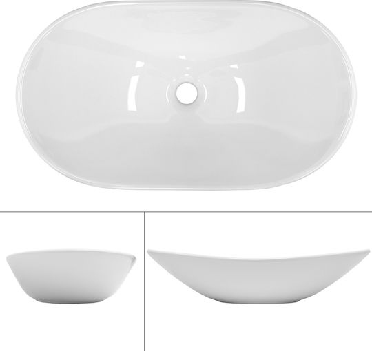 ECD Germany Countertop Sink Ceramic 64x36.5x13cm White