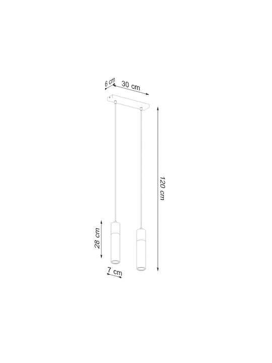 Sollux Zane 2 Pendant Light Two-Light for Socket GU10 Gray