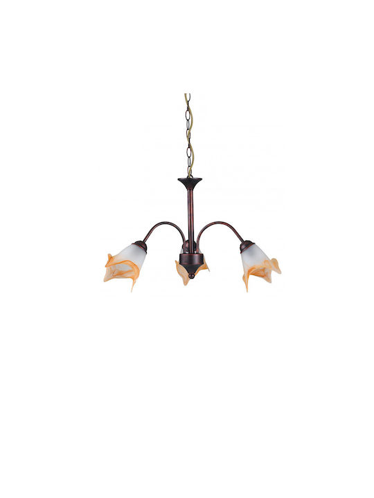 Fan Europe Pendant Light Three-Light for Socket E14, E.14 Brown