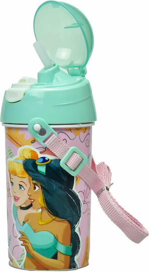 Gim Princess Kids Water Bottle Disney Princess Plastic with Straw 500ml