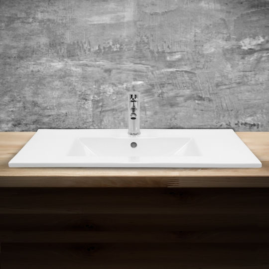 ECD Germany Aufgesetztes Waschbecken Keramik 81x46.5x17.5cm Weiß