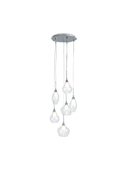 Fan Europe Pendant Chandelier for 6 Bulbs G9 Silver