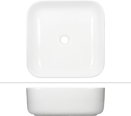 ECD Germany Επικαθήμενος Νιπτήρας Κεραμικός 39x39x14cm Λευκός