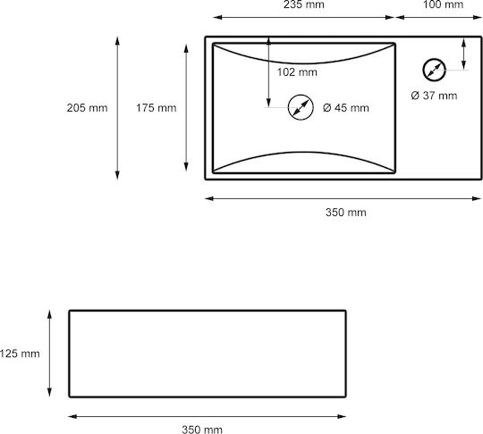 ECD Germany Wall Mounted Countertop Sink Ceramic 35x20.5x12.5cm White