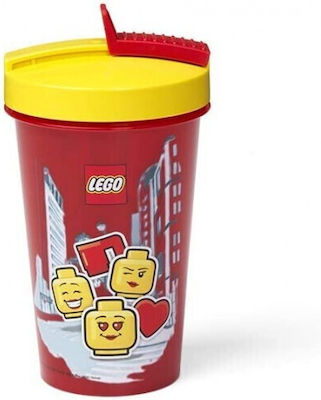 Lego Kids Plastic Water Bottle with Straw Multicolour