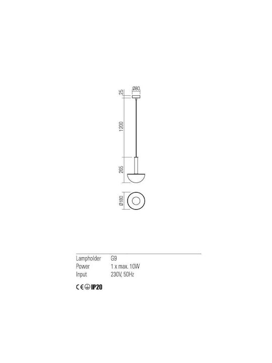 Redo Group Lumien Pendant Light Single-Light for Socket G9 Gold