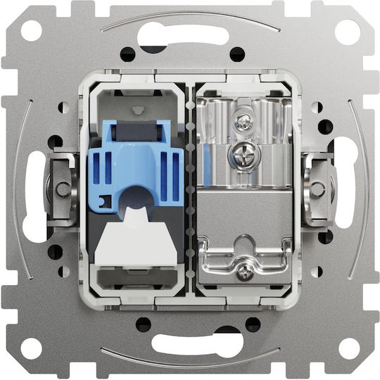 Schneider Electric Двойно Гнездо За Електрическа Мрежа RJ45 С Рамка Тип Cat6 В Сив Цвят SDD114469T