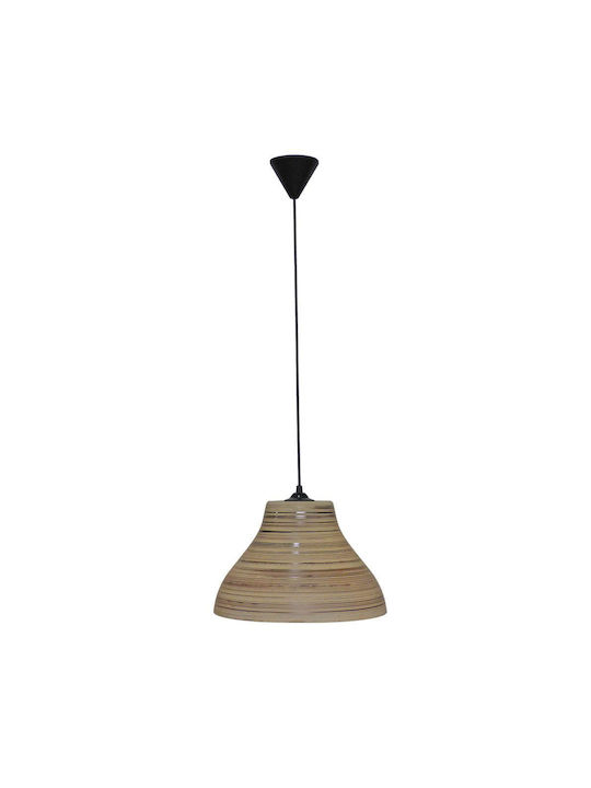 Heronia GL-1030/35 1L Pendant Light Beige Bell with Socket E27 35x90cm