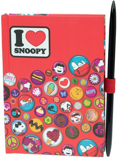 Back Me Up Peanuts Snoopy Σημειωματάριο A6 Ριγέ με Σκληρό Εξώφυλλο και Στυλοθήκη Πολύχρωμο