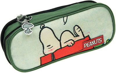 Back Me Up Peanuts Comic Pencil Case with 2 Compartments Green