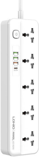 Ldnio Power Strip 5 Sockets with 3 USB-A, USB-C Switch and 2m Cable UK (Type G)