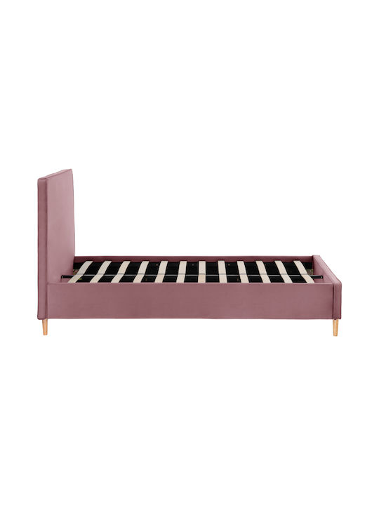 Maylin Bett Halb-Doppelbett Mit Stoff bezogen Rosa mit Latten für Matratze 120x200cm