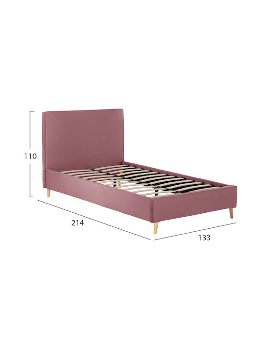 Maylin Bett Halb-Doppelbett Mit Stoff bezogen Rosa mit Latten für Matratze 120x200cm