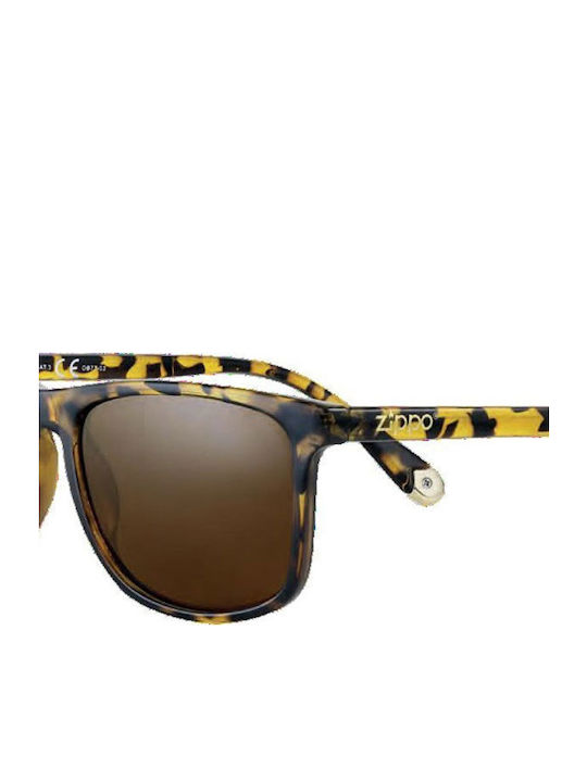 Zippo Men's Sunglasses with Brown Tartaruga Plastic Frame and Brown Polarized Lens OB77-53