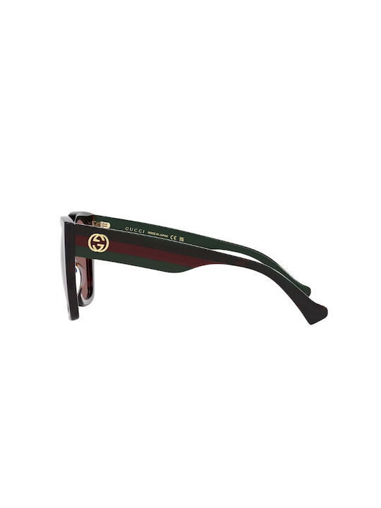 Gucci Women's Sunglasses with Brown Tartaruga Plastic Frame and Brown Gradient Lens GG1300S 002