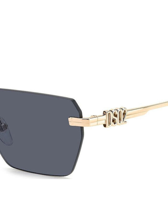 Dsquared2 Unisex Sunglasses with Gold Metal Frame and Gray Lens D2 0102/S 807/2K
