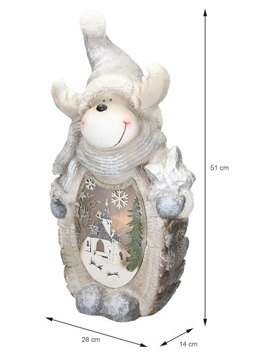 ECD Germany Illuminated Christmas Plastic Figure Reindeer White Height 51cm