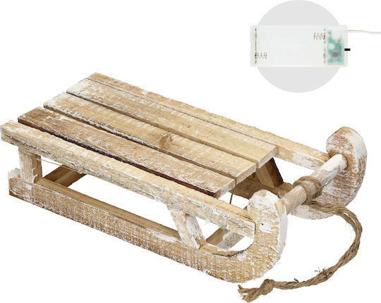 ECD Germany Illuminated Christmas Wooden Figure Sleigh White Height 31.5cm