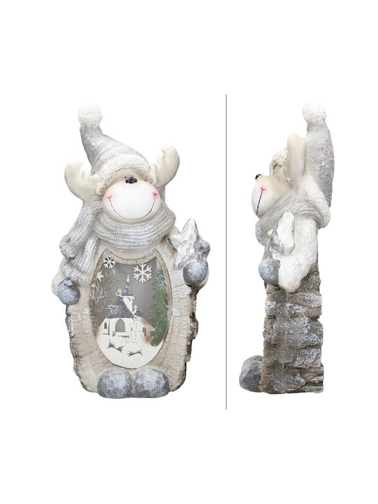 ECD Germany Illuminated Christmas Plastic Figure Reindeer White Height 51cm
