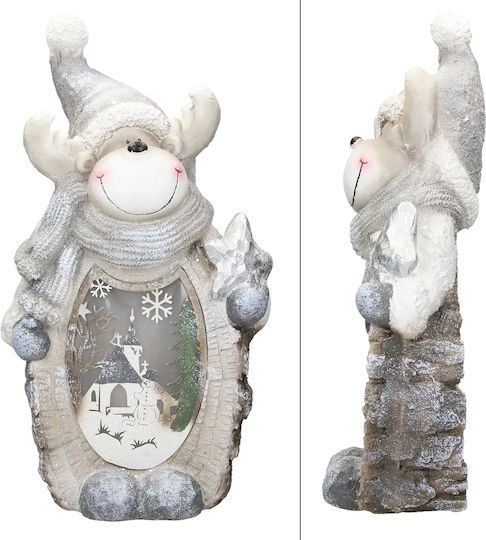 ECD Germany Illuminated Christmas Plastic Figure Reindeer White Height 51cm