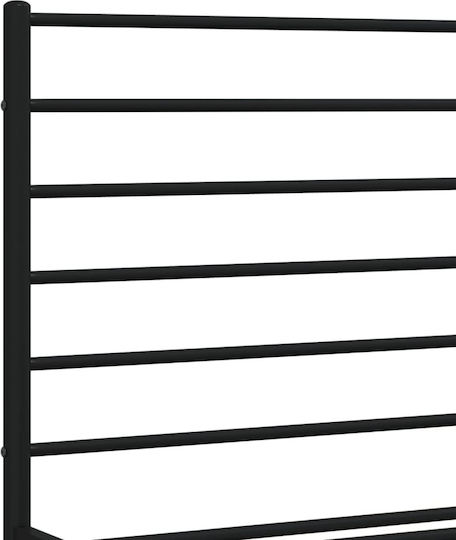 Метално Двойно Легло Черно с Дъски за Матрак 160x200см