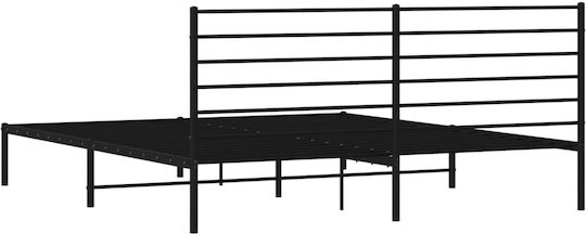Легло Кингсайз Метално Черен с Ламели за Матрак 180x200см