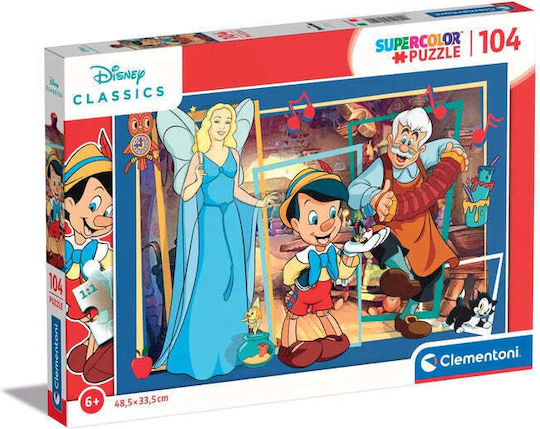 Kids Puzzle Supercolor Pinocchio for 6++ Years 104pcs Clementoni