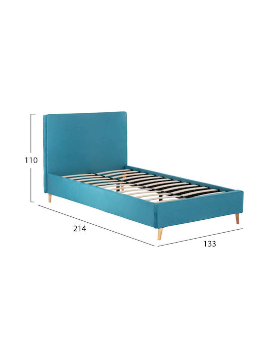 Pat Semi-dublu Turcoaz cu Lamele pentru Saltea 120x200cm