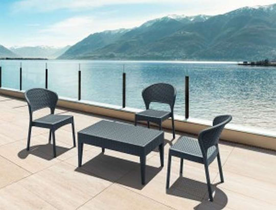 Masa Masa de lounge pentru spații exterioare Ratan Miami Gri 92x53x45buc