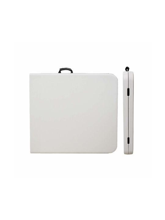 Outdoor Dinner Foldable Table with Plastic Surface and Metal Frame White 180x74x74.5cm