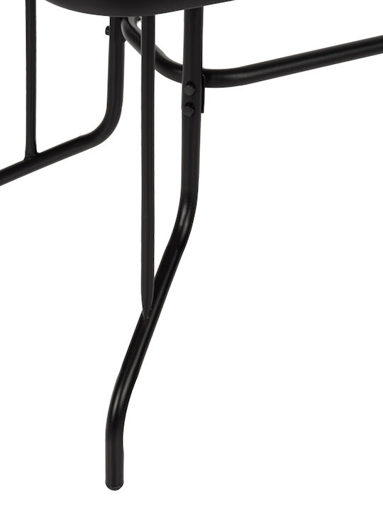 Adam Outdoor Dinner Free Standing Table with Glass Surface and Metal Frame Black 110x60x71cm