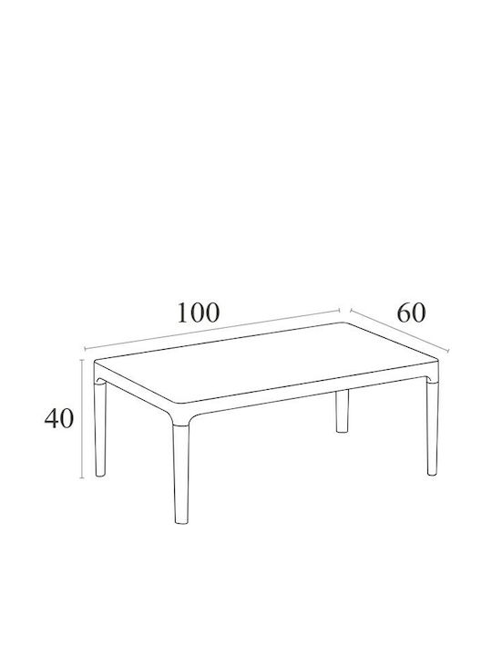 Sky Sitting Room Outdoor Free Standing Polypropylene Table White 100x60x40cm