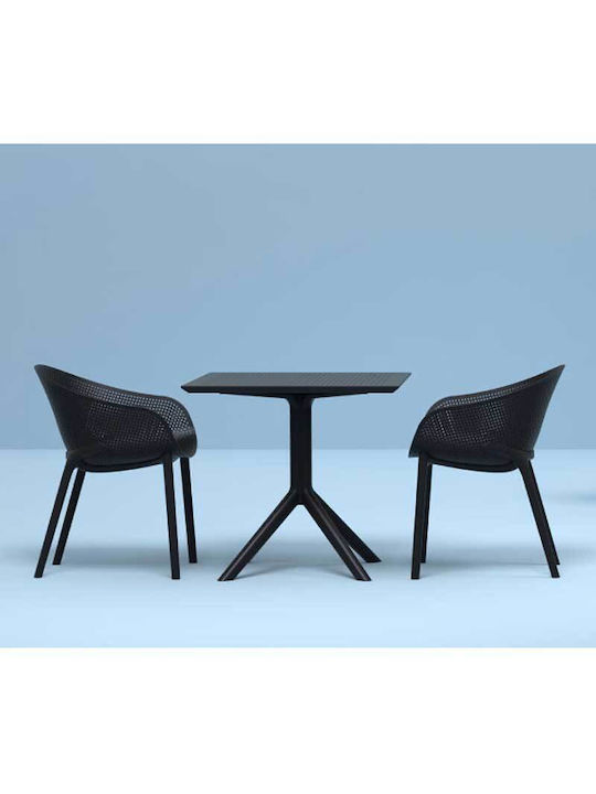 Sky Outdoor Dinner Free Standing Polypropylene Table Black 70x70x74cm