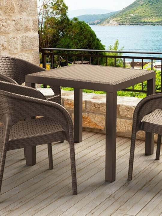 Tisch für kleine Außenbereiche Rattan Stabil Orlando Braun 80x80x75cm