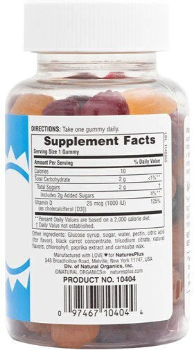 Nature's Plus Gummies Vitamin D3 Βιταμίνη για Ενίσχυση του Ανοσοποιητικού & την Υγεία των Οστών 1000iu Mixed Berry 60 x 1 ζελεδάκια