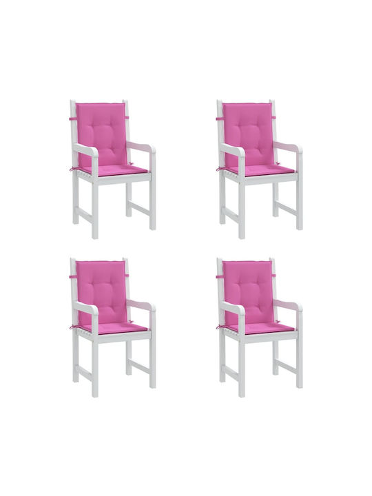 vidaXL Pernă Scaunului De Grădină Cu Spătar Roz 4 Buc 50x100 Cm