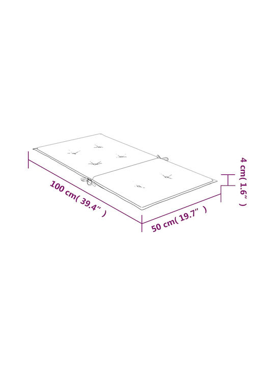 vidaXL Gartenstuhlkissen Mit Rückenlehne Graues 2Stück 50x100cm