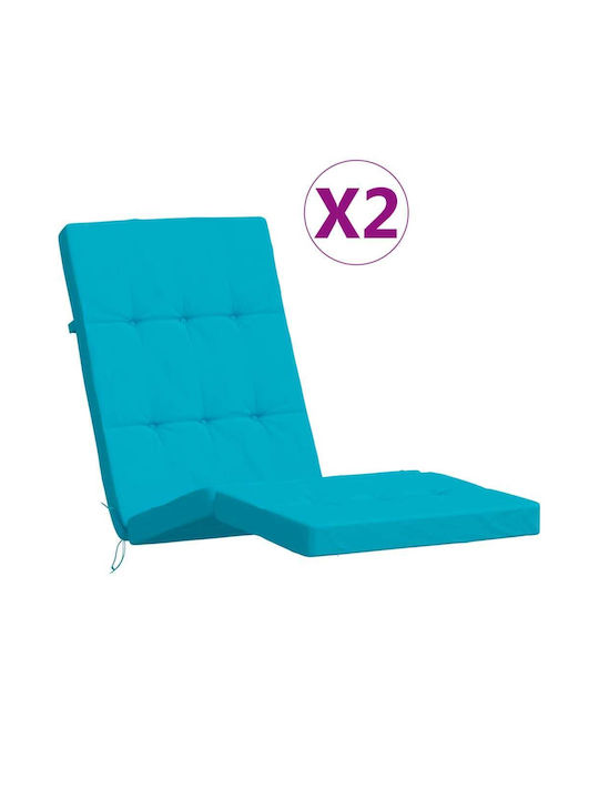 vidaXL Wasserdichtes Sonnenbank-Kissen Mit Rückenlehne Türkis 2Stück 55x180cm
