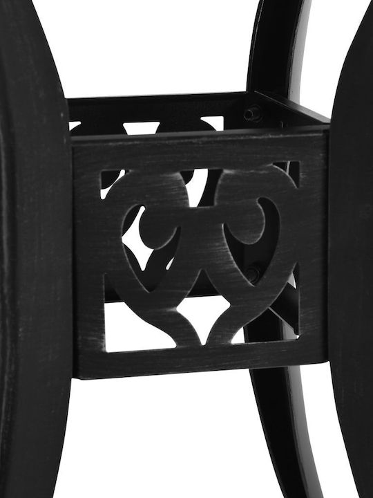 Outdoor Dinner Free Standing Table with Glass Surface and Aluminum Frame Black 78x78x72cm