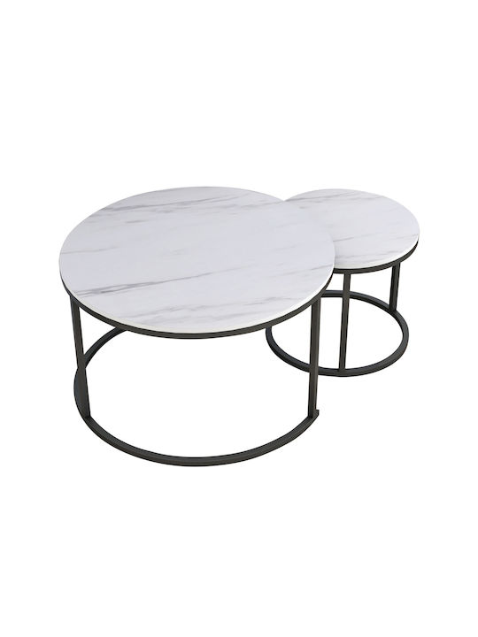 Round Zigzag Set Set Wooden Black / White 2pcs L80xW80xH48cm.