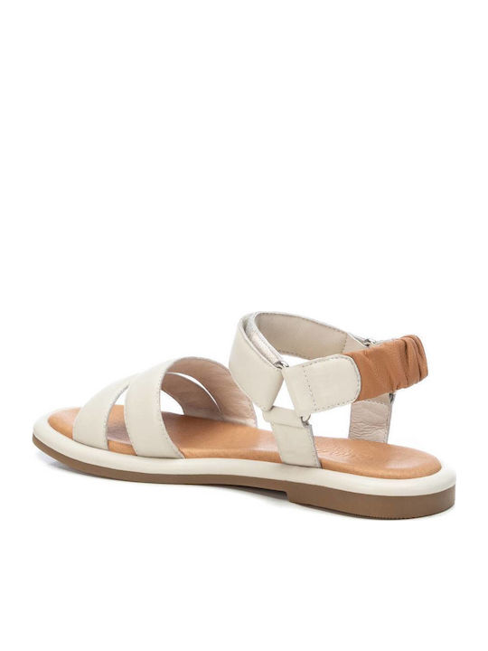 Leather Women's Flat Sandals with Strap Ice