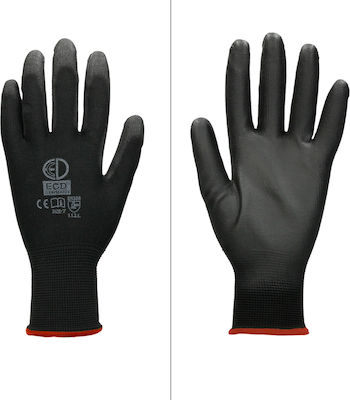 ECD Germany Polyurethane Safety Gloves Black