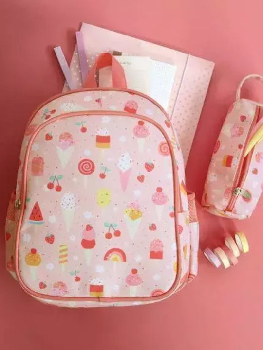 A Little Lovely Company School Bag Backpack Kindergarten Multicolour with Water Bottle Holder 16Liters