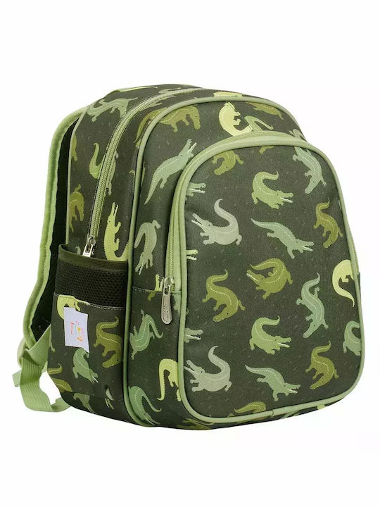 A Little Lovely Company Schulranzen Rucksack Kindergarten Khaki mit Flaschenhalter